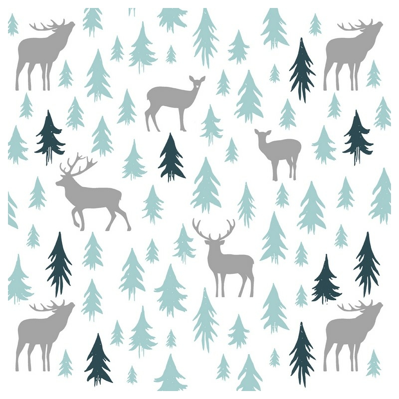 Paper+Design Tissue Szalvéta, karácsonyi, fenyőerdő, szarvas mintás, 33 x 33 cm, 3-rétegű