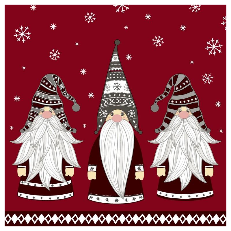 Paper+Design Tissue Szalvéta, karácsonyi, törpe mintás, piros 33 x 33 cm, 3-rétegű