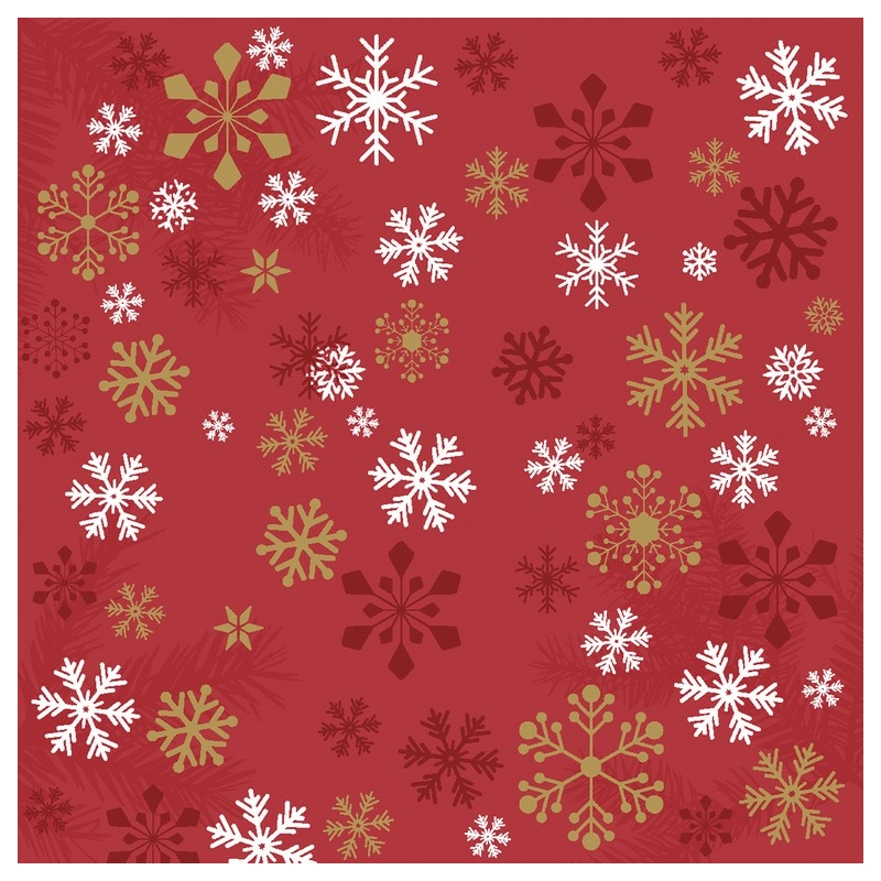 Paper+Design Tissue Szalvéta, karácsonyi hópehely mintás, piros, 24 x 24 cm, 3-rétegű