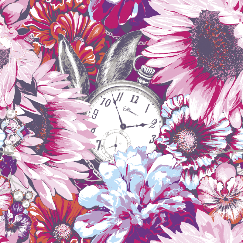 Vallila Designs for Duni® Tissue Szalvéta, egyedi design, őszi virág és óra mintás, 33 x 33 cm , 3-rétegű