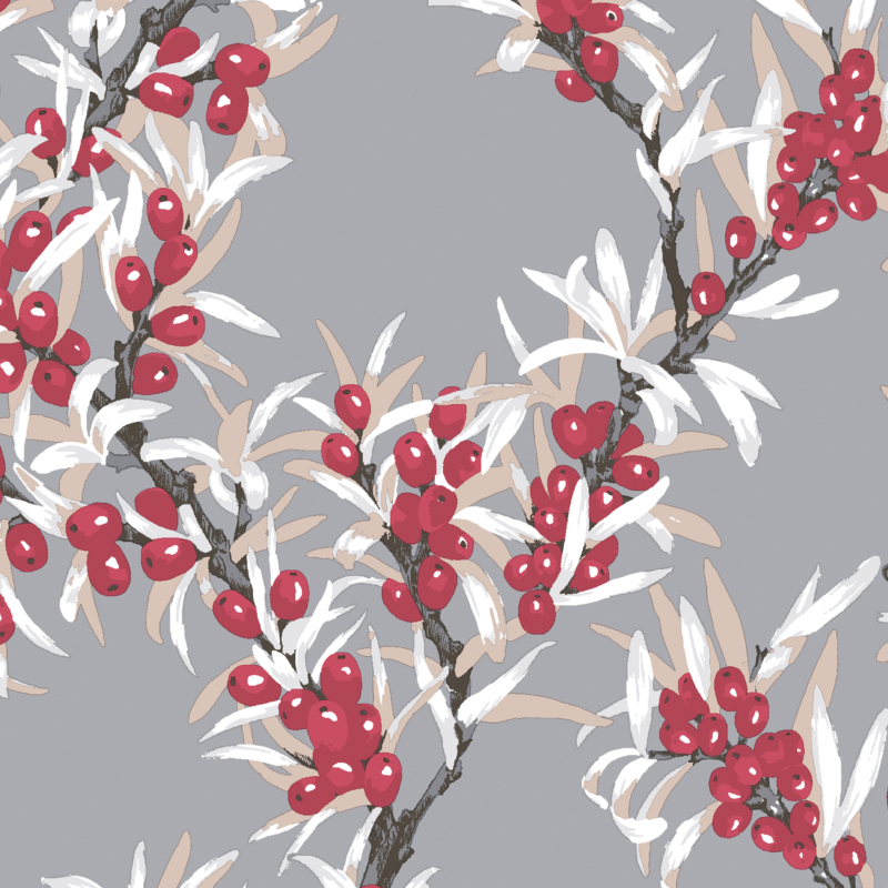 Vallila Designs for Duni® Tissue Szalvéta, egyedi design, piros bogyó mintás, 33 x 33 cm , 3-rétegű