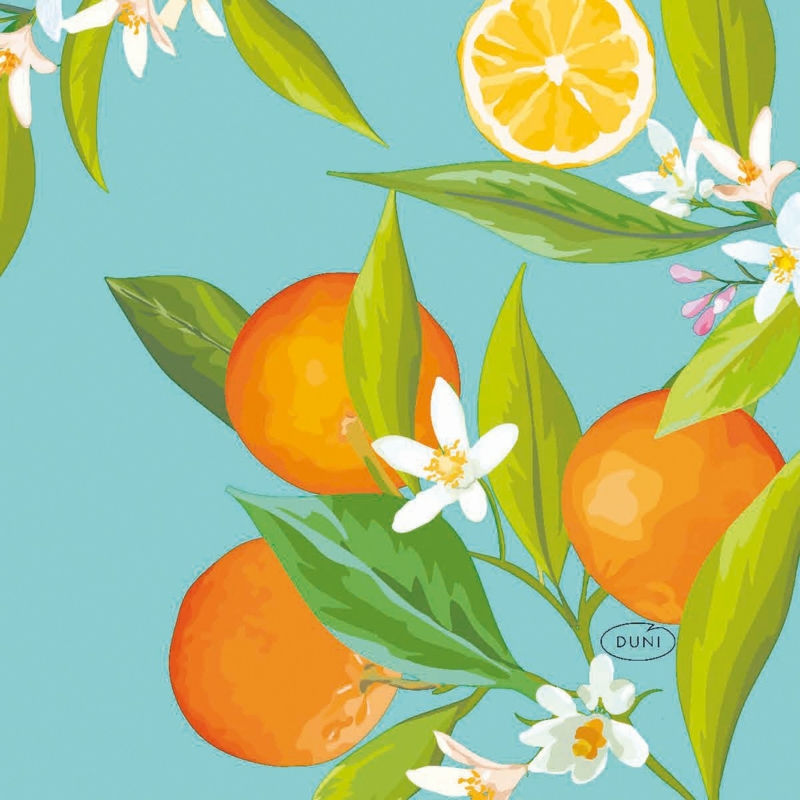 Duni Tissue Szalvéta, citrom gyümölcs mintás, 24x24 cm, 3-rétegű