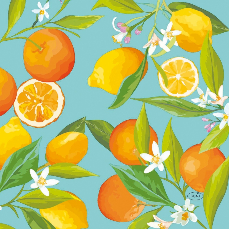 Duni Tissue Szalvéta, citrom gyümölcs mintás, 33x33 cm, 3-rétegű