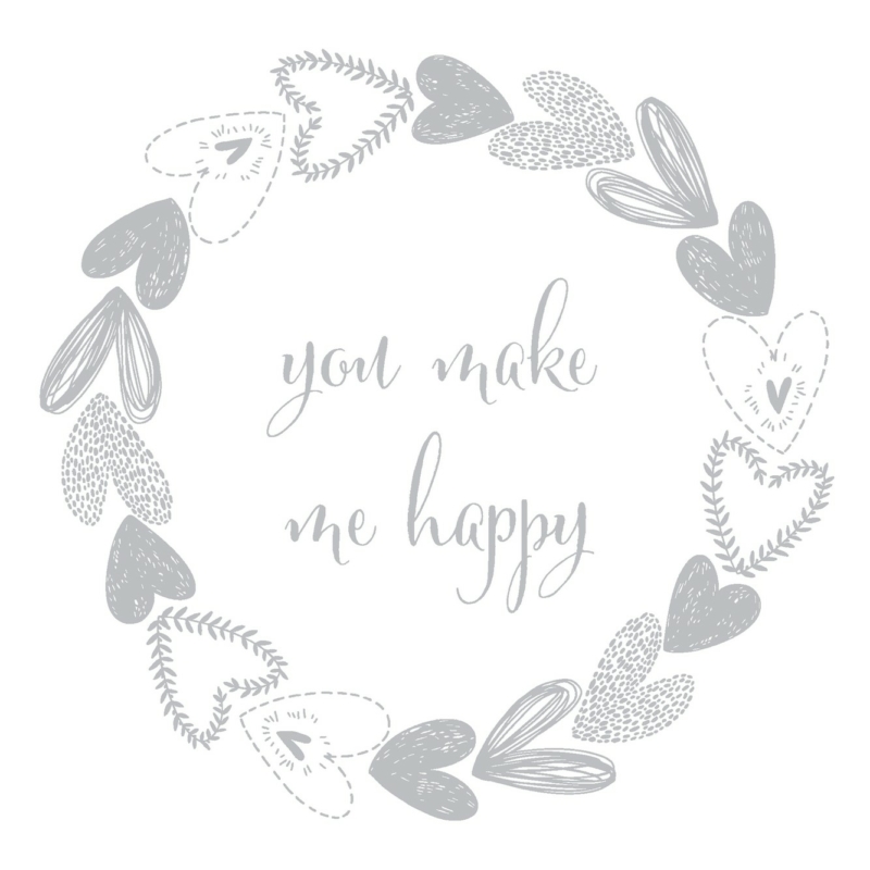 Paper+Design Tissue Szalvéta, "you make me happy" esküvői ezüst mintás, 33 x 33 cm, 3-rétegű