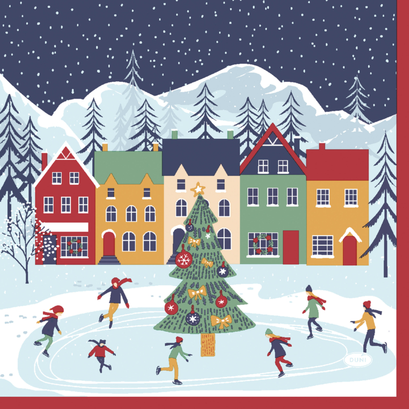Duni® Tissue karácsonyi, téli életkép mintás Szalvéta, 24 x 24 cm, 3-rétegű
