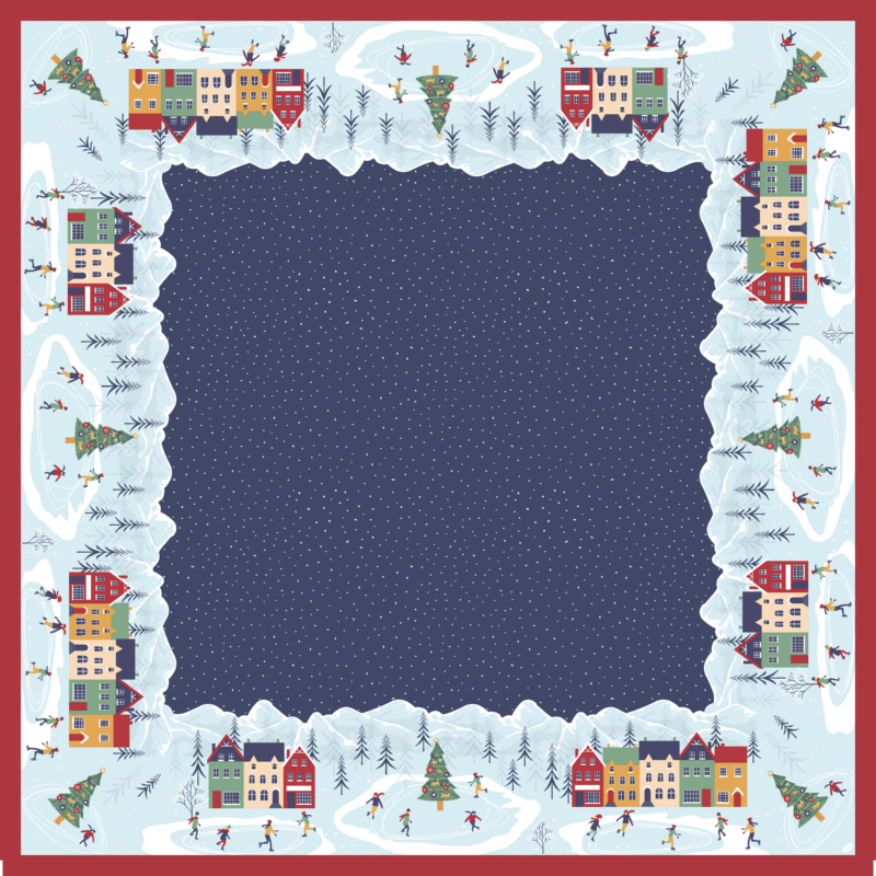 Dunicel® Asztalközép, karácsonyi, téli életkép mintás, 84 x 84 cm