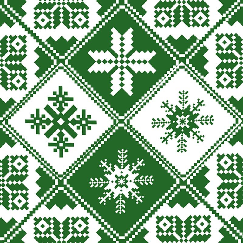 Paper+Design® Tissue karácsonyi, tradicionális zöld kötött mintás Szalvéta, 33 x 33 cm, 3-rétegű