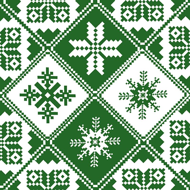 Paper+Design® Tissue karácsonyi, tradicionális zöld kötött mintás Szalvéta, 33 x 33 cm, 3-rétegű