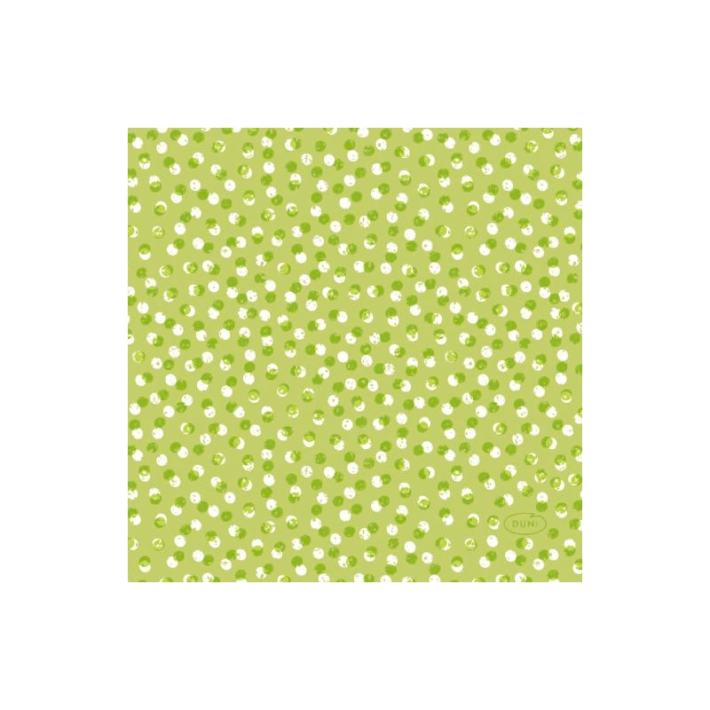 Duni® Tissue Szalvéta, zöld pont mintás, 24 x 24 cm, 1/4 hajtású, 3-rétegű, 20 db/csomag