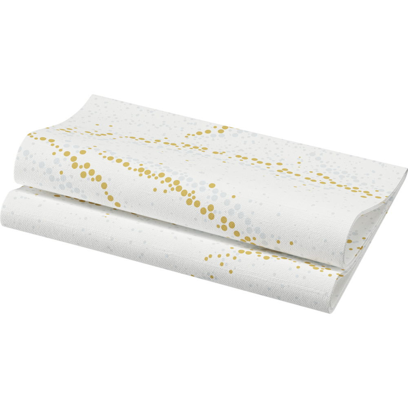 Dunisoft® textil hatású Szalvéta, arany-ezüst pötty mintás, 40 x 40 cm, 1/4 hajtású, 60 db/csomag