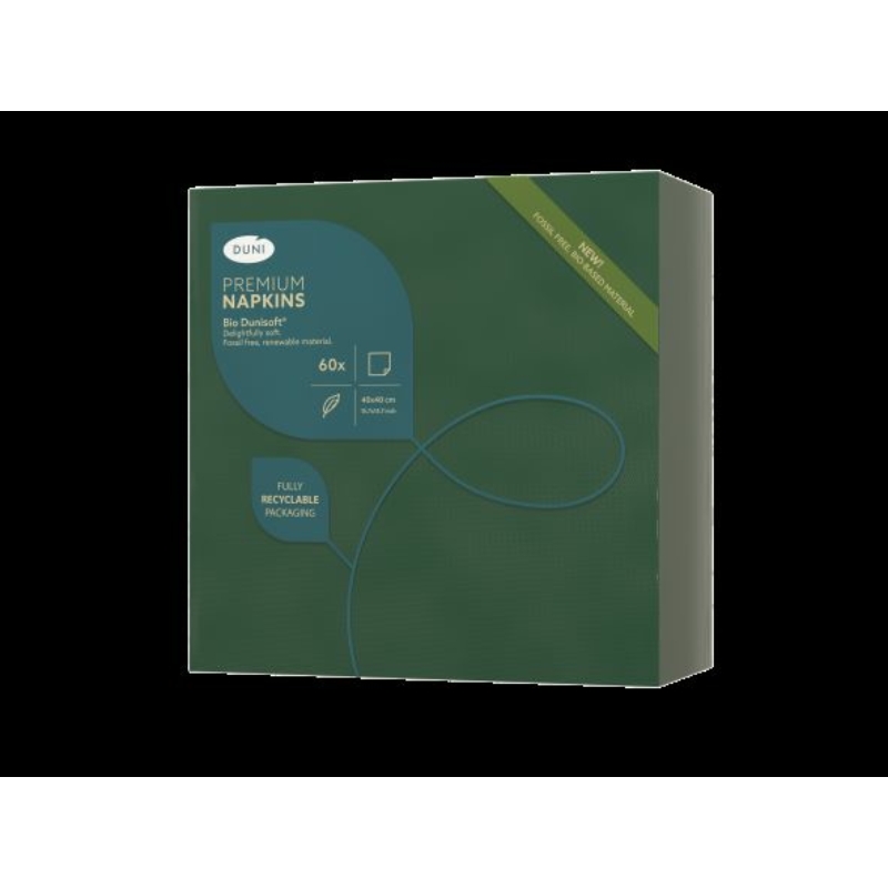 Bio Dunisoft® textil hatású Szalvéta, sötétzöld színű, 40 x 40 cm, 1/4 hajtású, 60 db/csomag