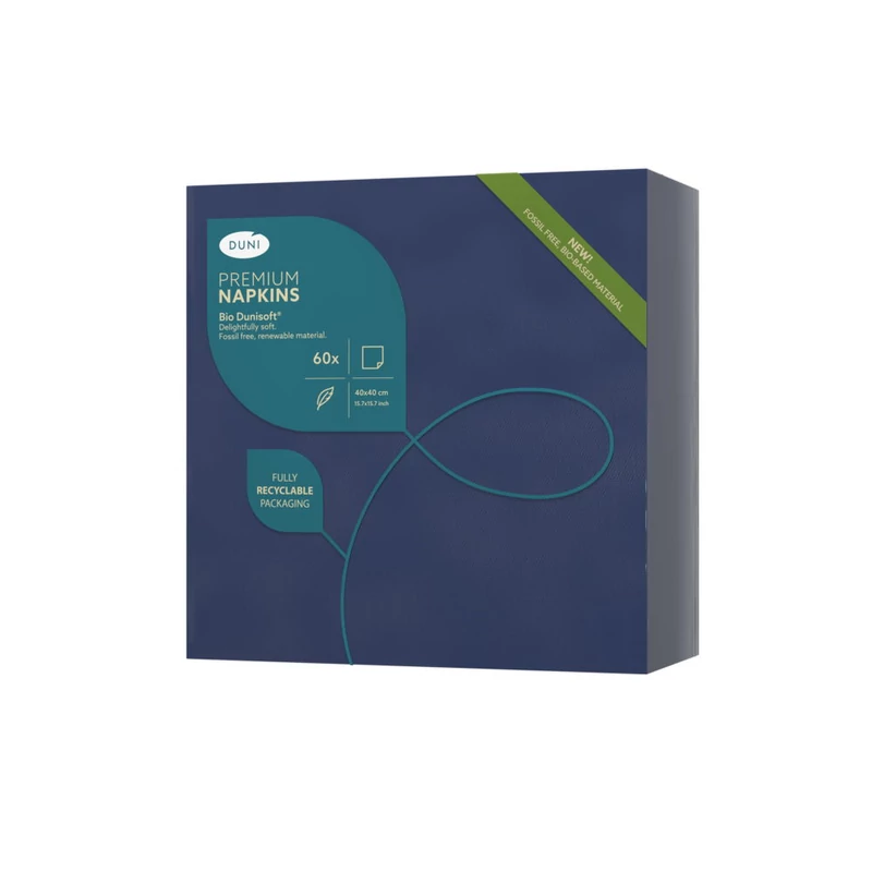 Bio Dunisoft® textil hatású Szalvéta, sötétkék színű, 40 x 40 cm, 1/4 hajtású, 60 db/csomag