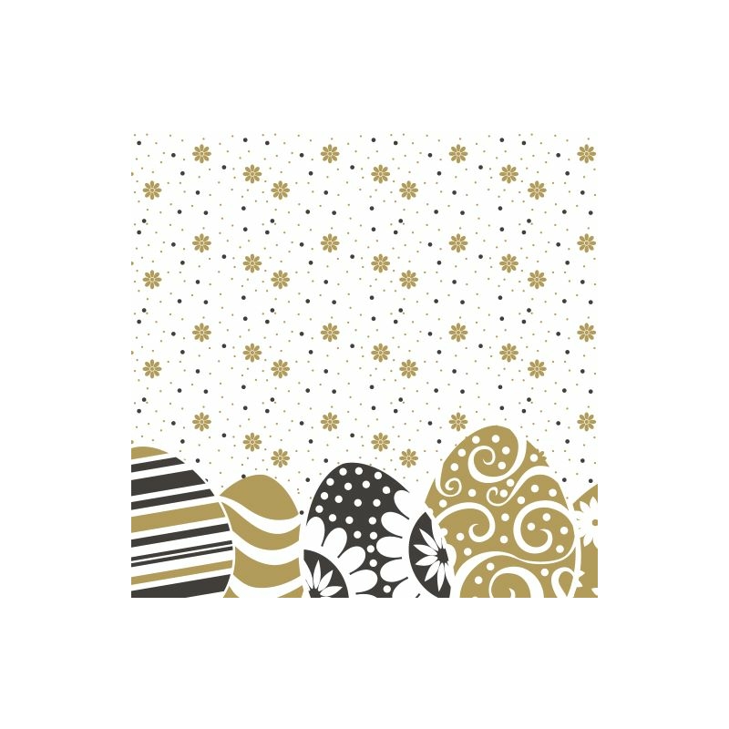 Paper+Design Tissue Szalvéta, húsvéti, arany-fekete tojás mintás, 24 x 24 cm, 1/4 hajtású, 3-rétegű, 20 db/csomag