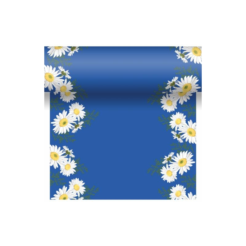 Dunicel® Asztali futó, 3in1 kék színű, kamilla virág mintás, 0,40 x 4,8 m, nem vízálló