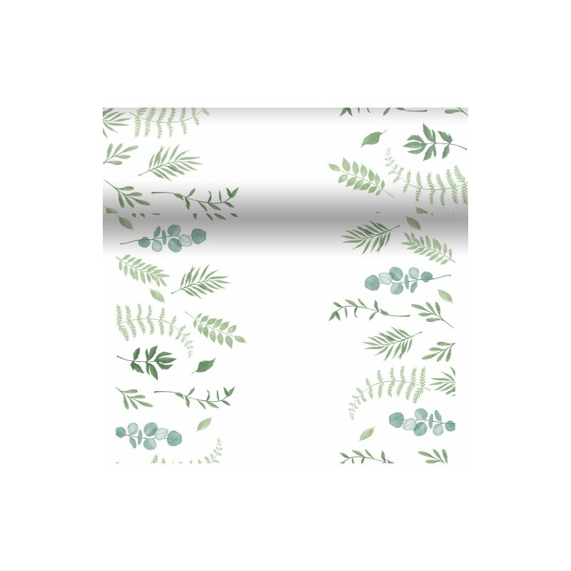 Dunicel® Asztali futó, 3in1 zöld levelek mintás, 0,40 x 4,8 m, nem vízálló