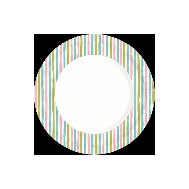 Duni®  BIO papírtányér színes csíkos mintás, Ø22 cm, 10 db/csomag.