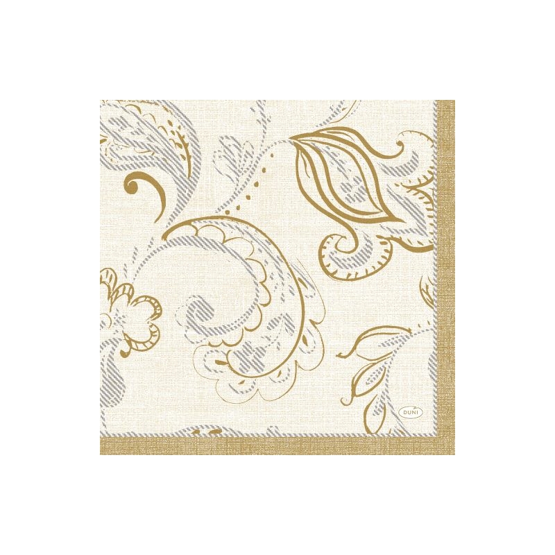 Duni® Tissue Szalvéta, krém-arany mintás, 33 x 33 cm, 1/4 hajtású, 3-rétegű, 20 db/csomag