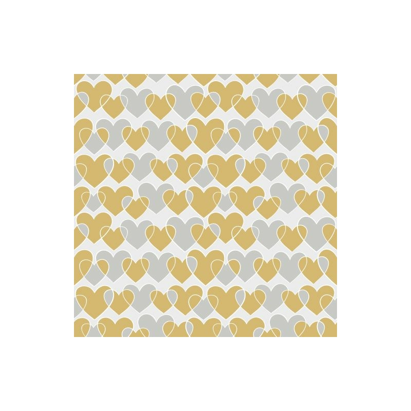 Paper+Design Tissue Szalvéta, arany-ezüst szív mintás, 33 x 33 cm, 1/4 hajtású, 3-rétegű, 20 db/csomag