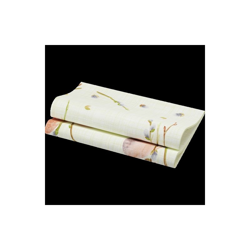 Dunisoft® textil hatású húsvéti Szalvéta, tojás és barka mintás, 40 x 40 cm, 1/4 hajtású, 60 db/csomag