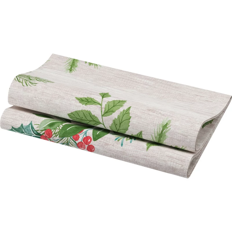Dunisoft® textil hatású Szalvéta, téli lomb mintás, 40 x 40 cm, 1/4 hajtású, 60 db/csomag
