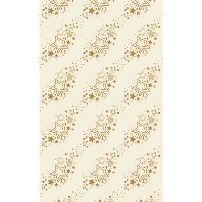 Dunicel® textil hatású papír Asztalterítő, krém-arany csillag mintás, 138 x 220 cm, nem vízálló
