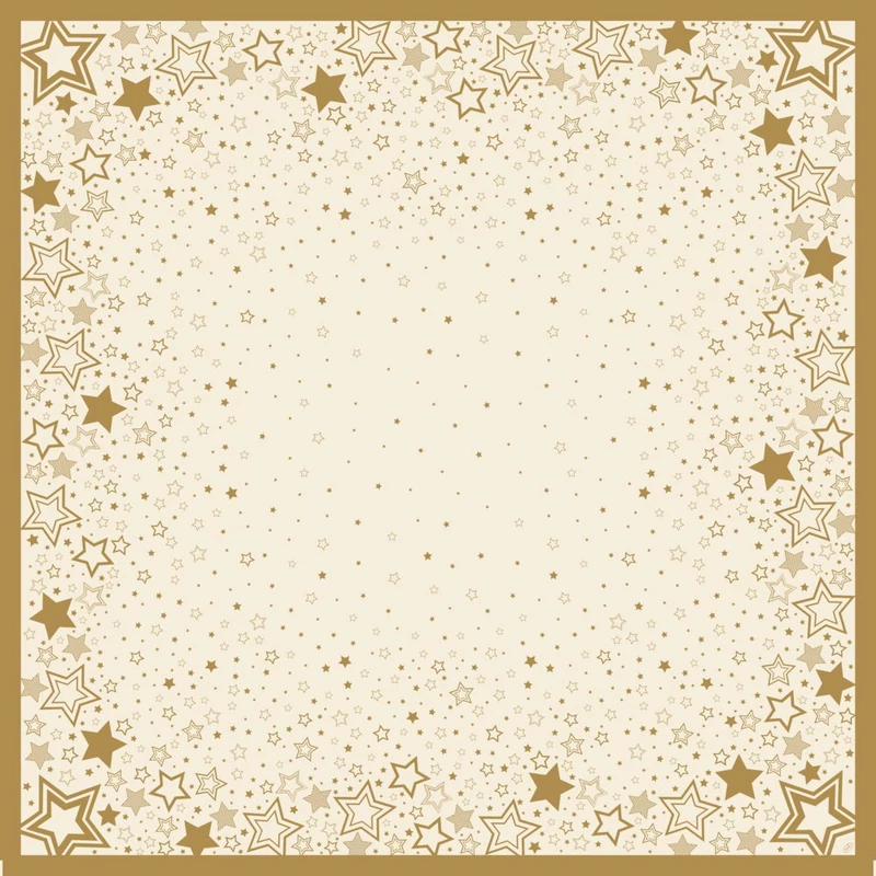 Dunicel® textil hatású Asztalközép, krém-arany csillag mintás, 84 x 84 cm, nem vízálló