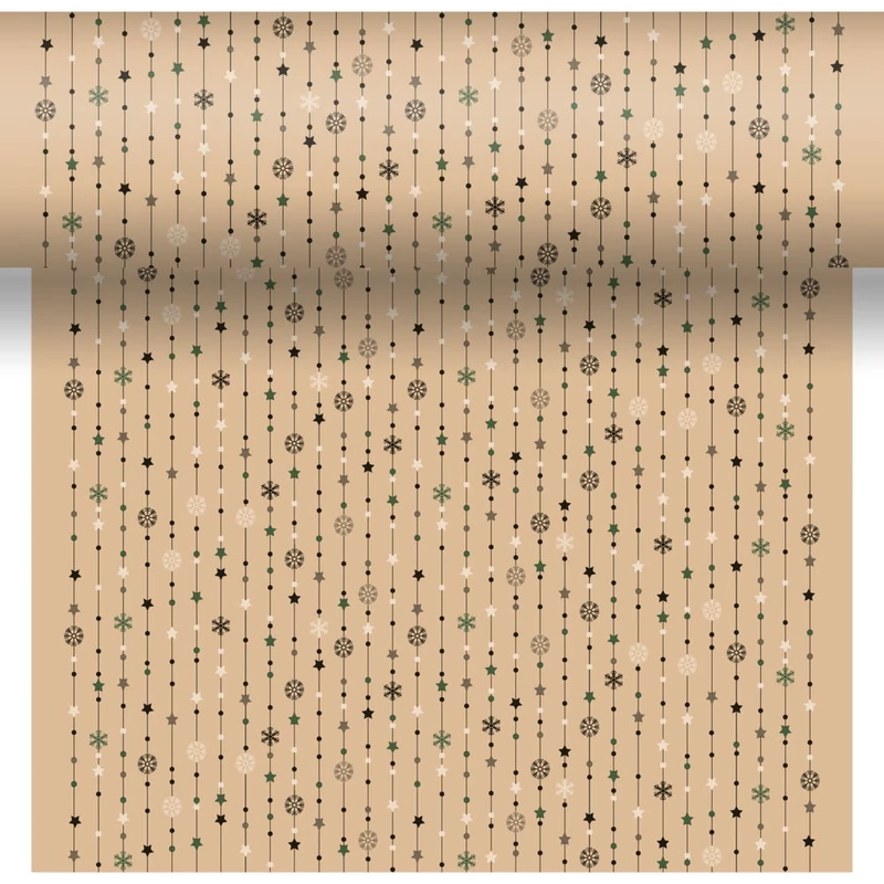 Dunicel® textil hatású papír Asztali futó, 3in1, karácsonyi mintás, 0,40 x 4,8 m, nem vízálló