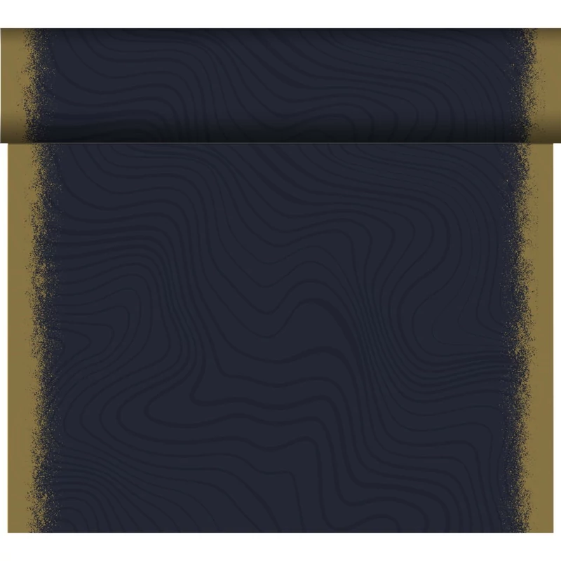 Bio Dunicel® textil hatású Asztali futó, fekete-arany mintás, nagy kiszerelésű 0,4 x 24 m