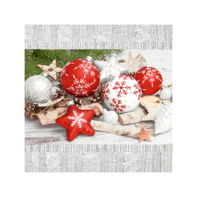 Paper+Design® Tissue karácsonyi, gömb mintás Szalvéta, 33 x 33 cm, 3-rétegű
