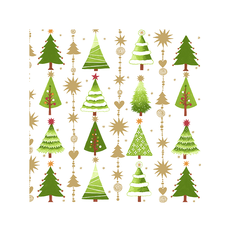 Paper+Design® Tissue karácsonyi, fenyőfa mintás Szalvéta, 33 x 33 cm, 3-rétegű