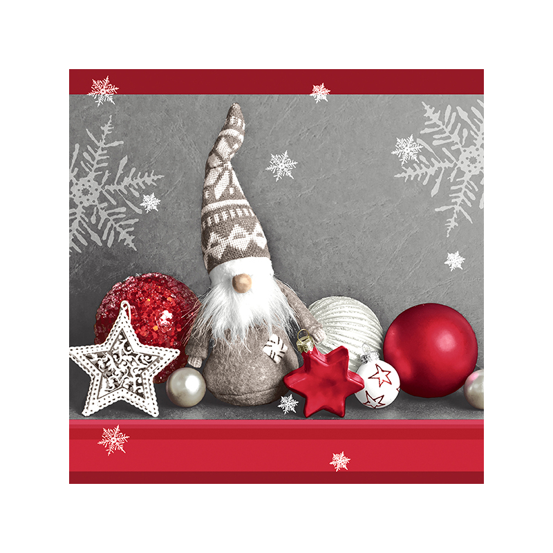 Paper+Design® Tissue karácsonyi, manó mintás Szalvéta, 33 x 33 cm, 3-rétegű