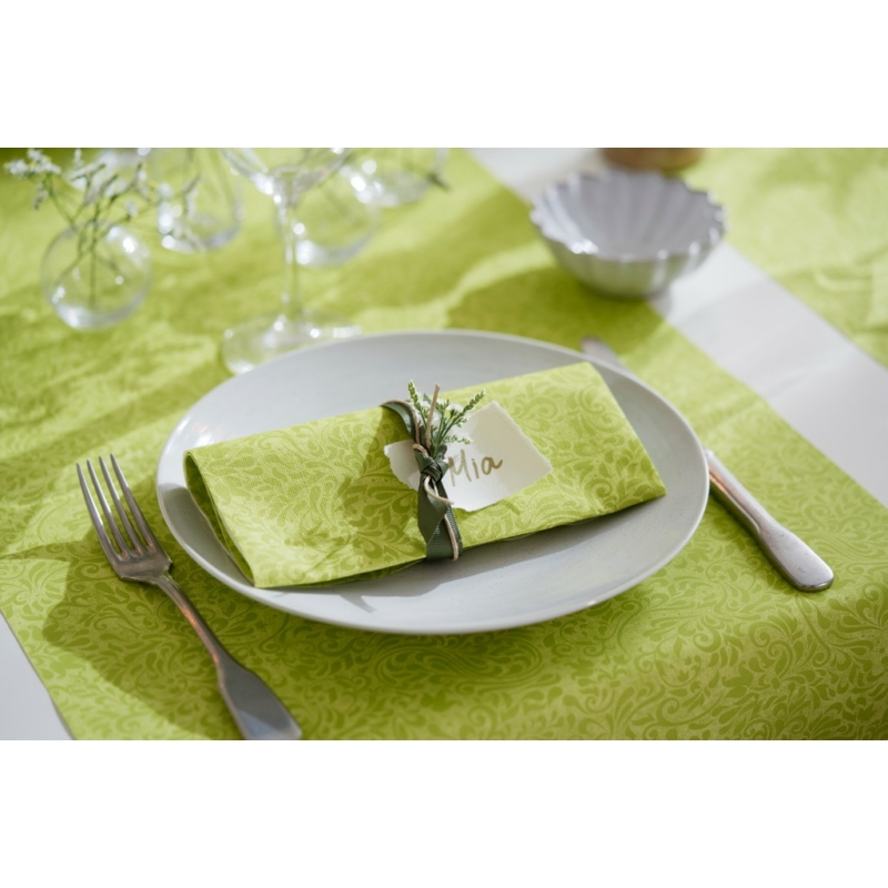 Dunicel® Asztali futó 3in1 zöld zinnia mintás, 0,4 x 4,8 m