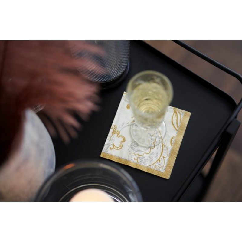 Duni® Tissue Szalvéta, krém-arany mintás, 24 x 24 cm, 1/4 hajtású, 3-rétegű, 20 db/csomag