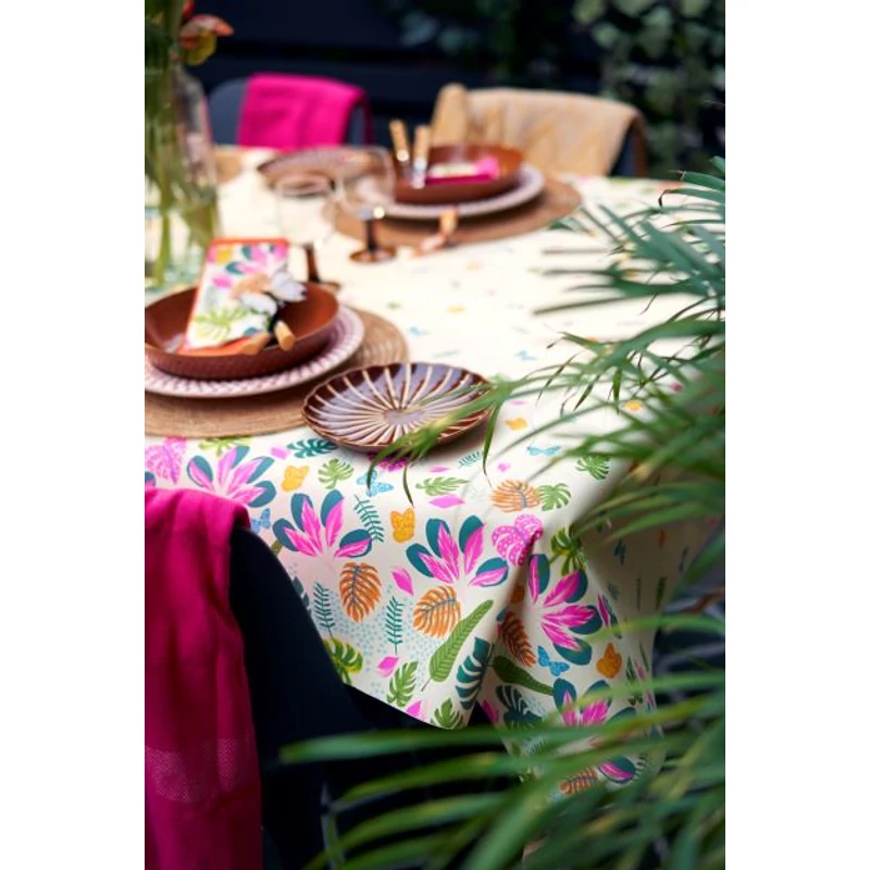 Dunisilk® textil hatású papír vízálló Asztalterítő, vidám levél mintás, 138 x 220 cm