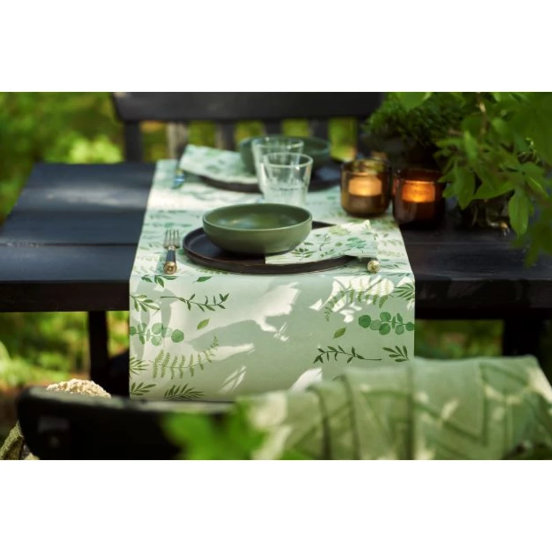 Dunicel® Asztali futó, 3in1 zöld levelek mintás, 0,40 x 4,8 m, nem vízálló
