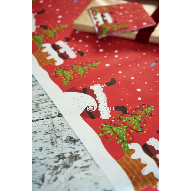 Paper+Design Dunicel® Asztali futó, karácsonyi, mikulás mintás, piros, 0,4 x 4,8 m