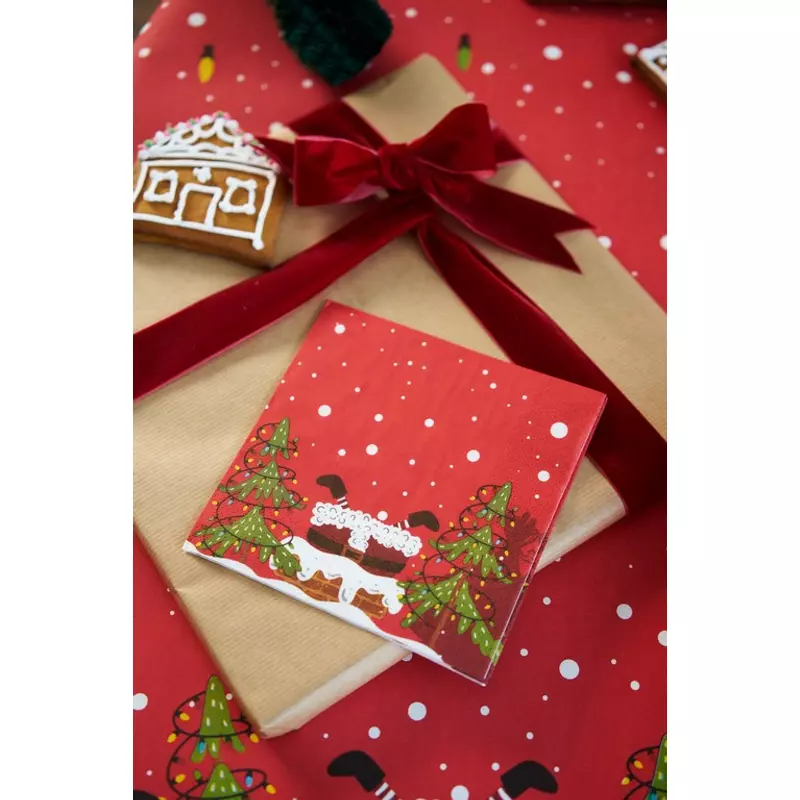 Paper+Design Tissue Szalvéta, karácsonyi, mikulás mintás, piros, 33 x 33 cm, 3-rétegű
