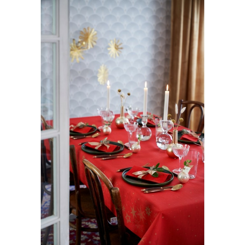 Dunisoft® Szalvéta textil hatású,  piros karácsonyi, csillag mintás,  40 X 40 cm