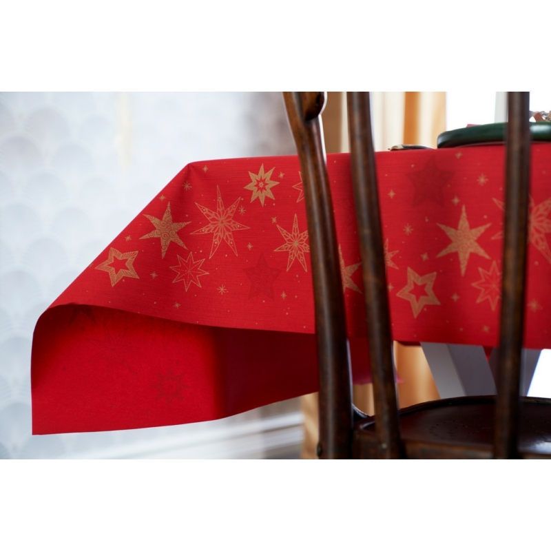 Dunicel® Asztalterítő piros színű, csillag karácsonyi mintás, 138 x 220 cm