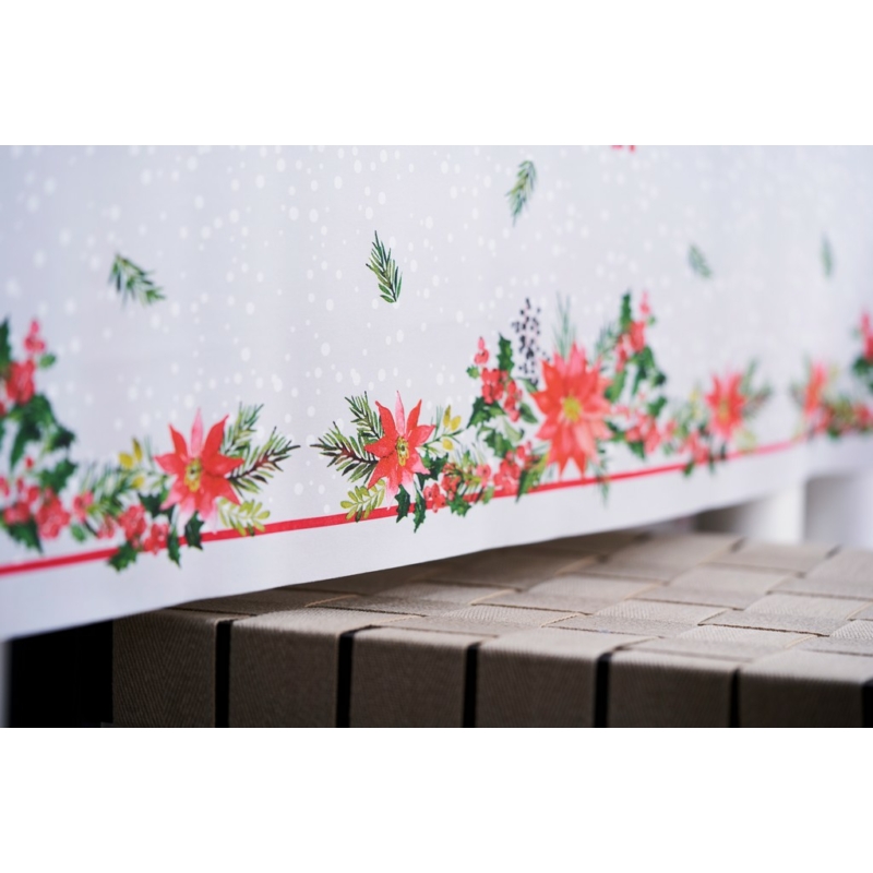 Dunicel® textil hatású papír Asztalterítő, karácsonyi virág mintás, 138 x 220 cm