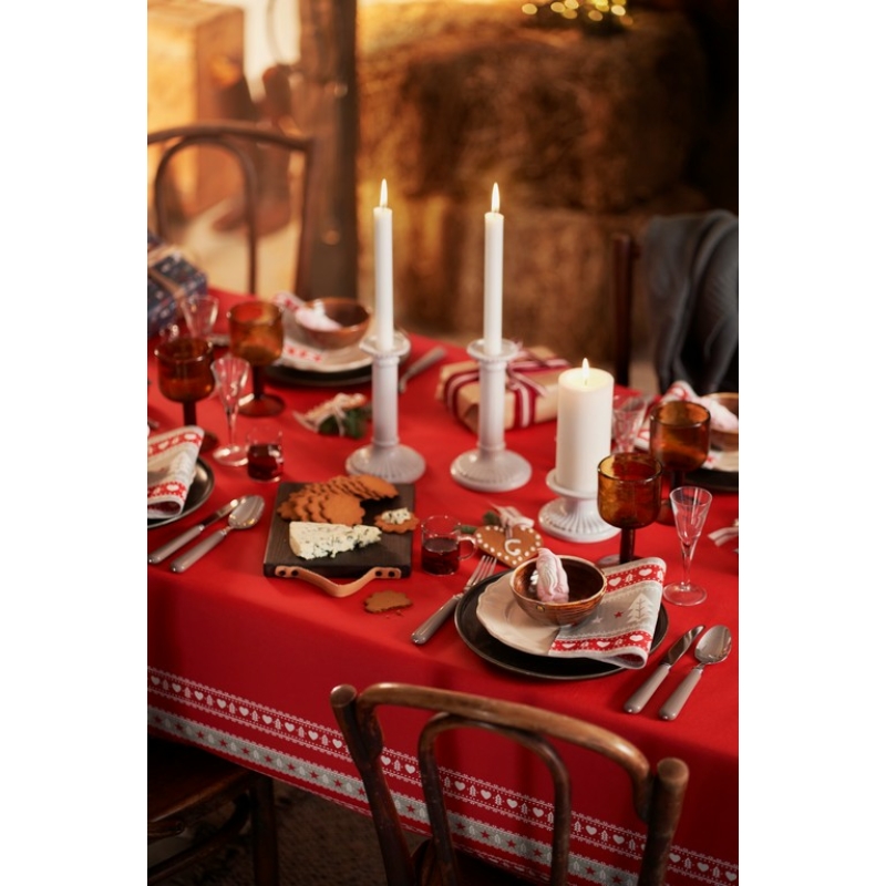 Dunisoft® textil hatású Szalvéta, piros-szürke skandináv karácsonyi mintás, 40 x 40 cm