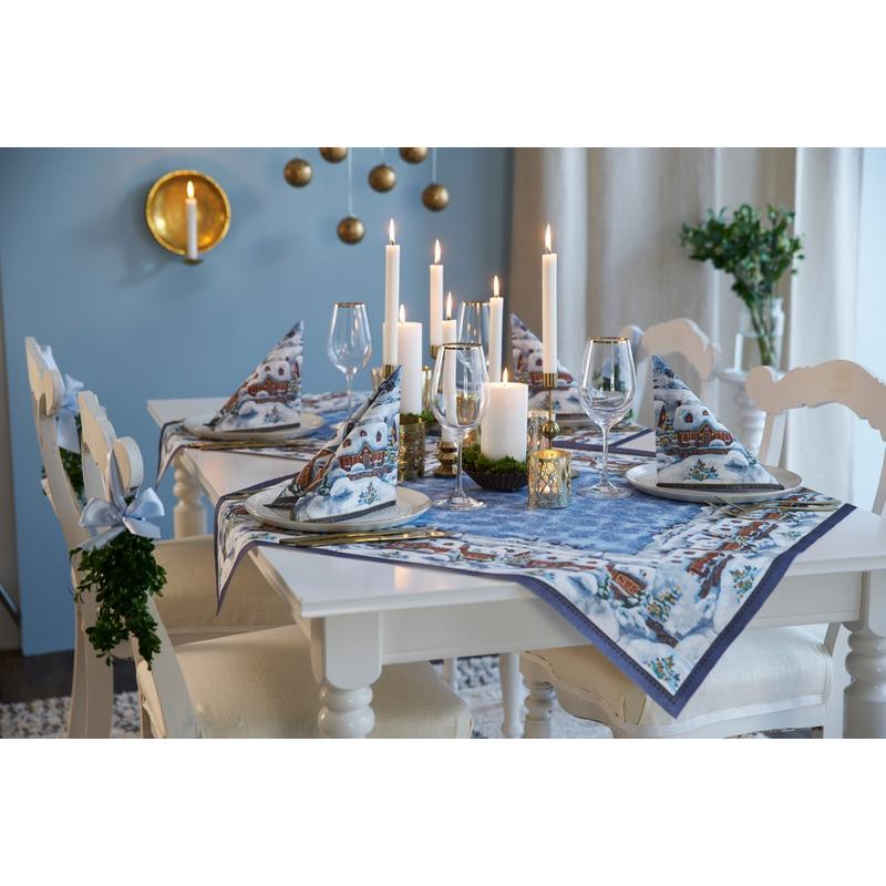 Dunicel® Asztalközép, karácsonyi téli mintás, 84 X 84 cm