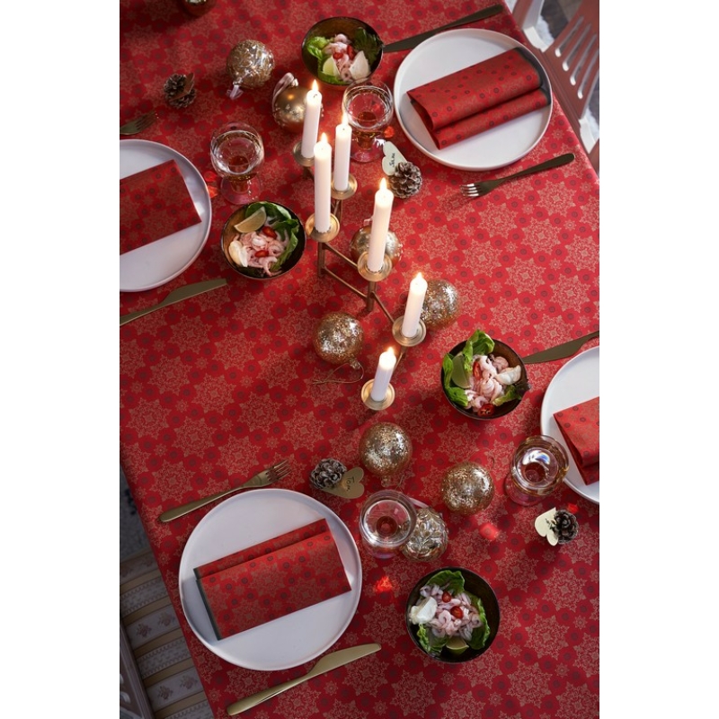 Dunicel® textil hatású papír Asztalterítő piros karácsonyi mintás, 138 x 220 cm