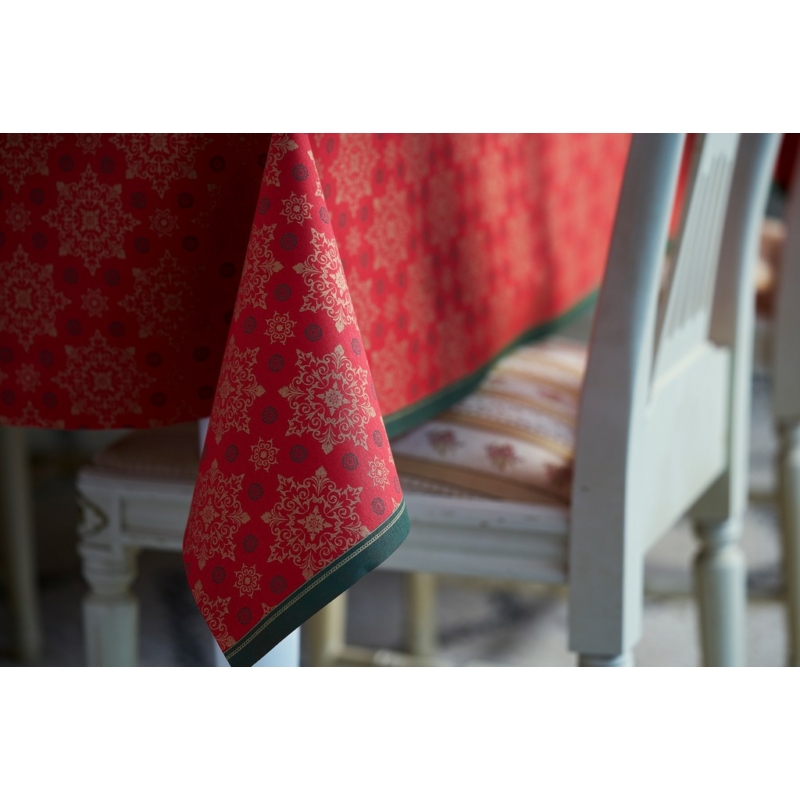 Dunicel® textil hatású papír Asztalterítő piros karácsonyi mintás, 138 x 220 cm