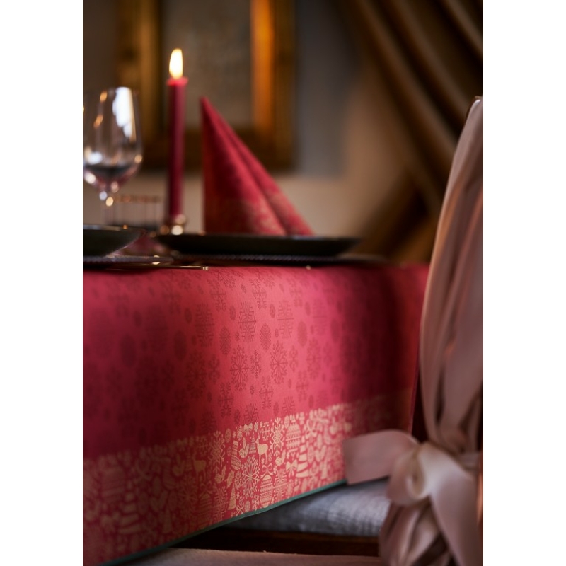 Dunicel® textil hatású papír Asztalterítő, bordó-arany karácsonyi mintás, 138 x 220 cm