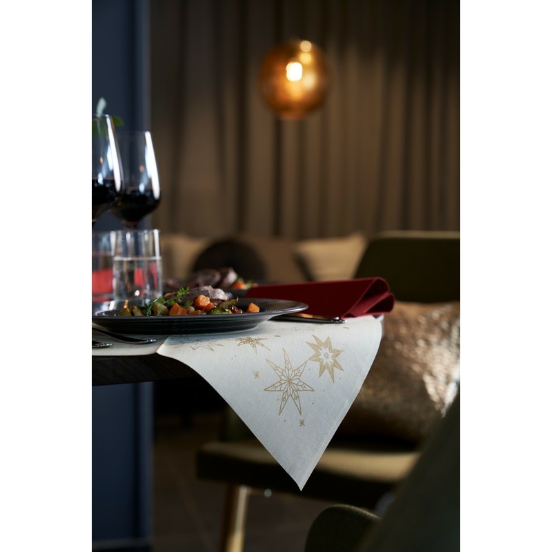 Dunicel® Asztalközép krém színű, karácsonyi, csillag mintás, 84 x 84 cm