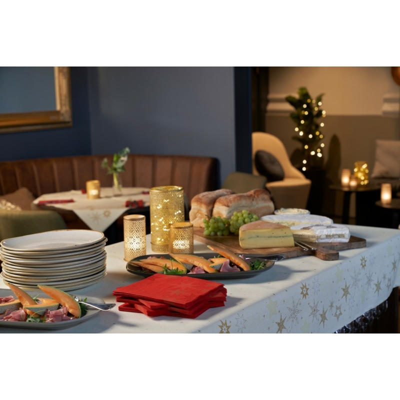 Dunicel® Asztalterítő karácsonyi, krém színű, csillag mintás, 138 x 220 cm