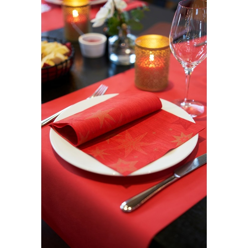 Dunicel® Asztali futó 3in1 piros karácsonyi csillag mintás, 0,4 x 4,8 m