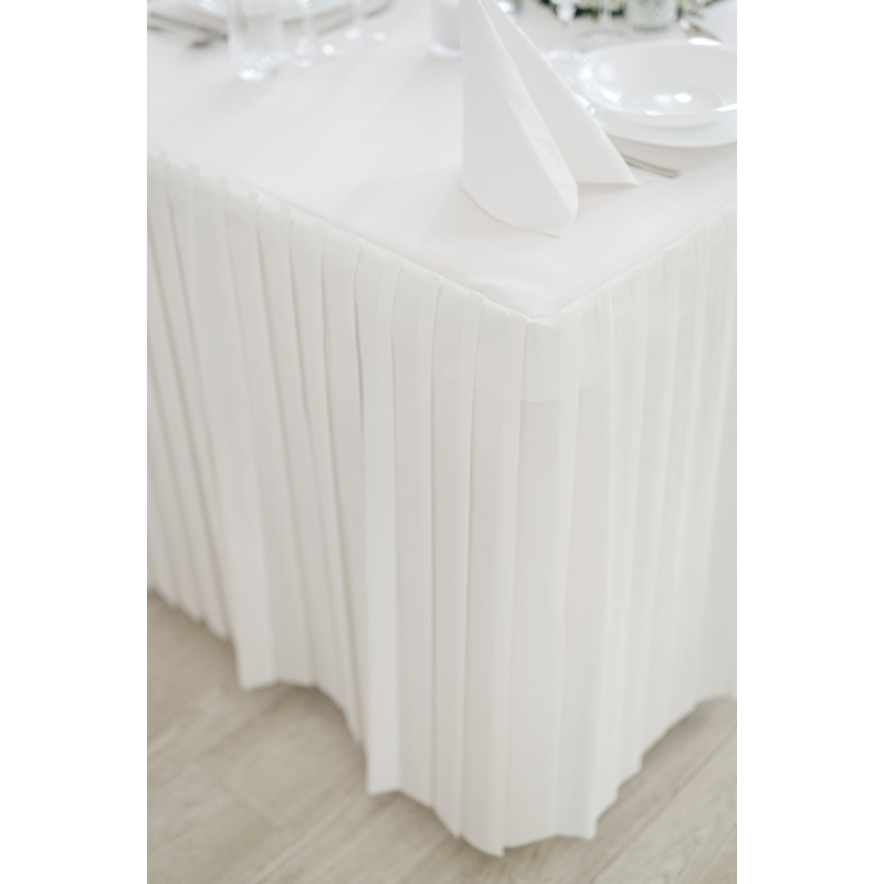 Dunicel® textil hatású Asztalszoknya, fehér, 0,72 x 4 m. 