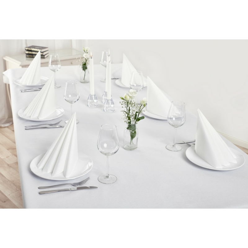 Dunicel® textil hatású papír Asztalterítő tekercs, fehér, 1,18 x 25 m